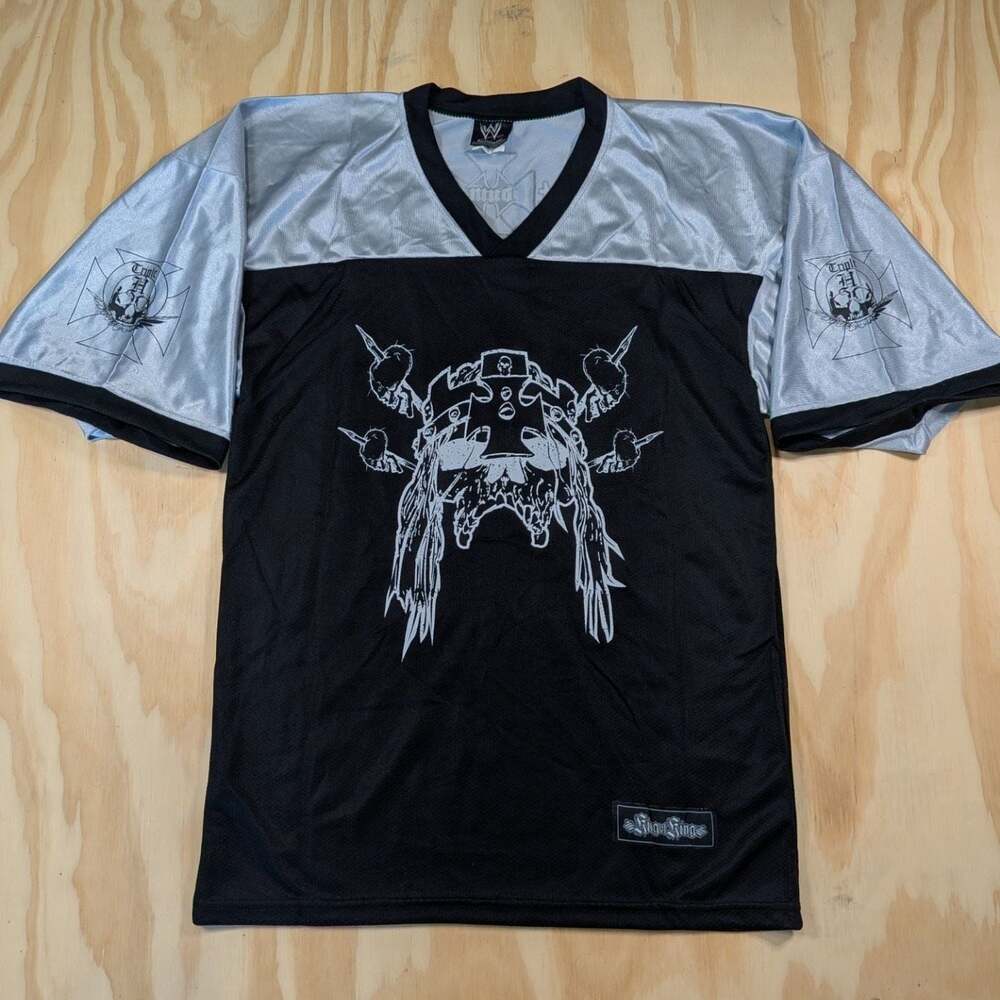 Vintage 2004 WWE Triple H King of Kings Jersey, Black/Silver Mesh, Size Small